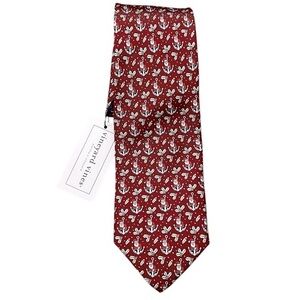 Vineyard Vines “Santa Anchor” red Christmas holiday tie, 3.5”